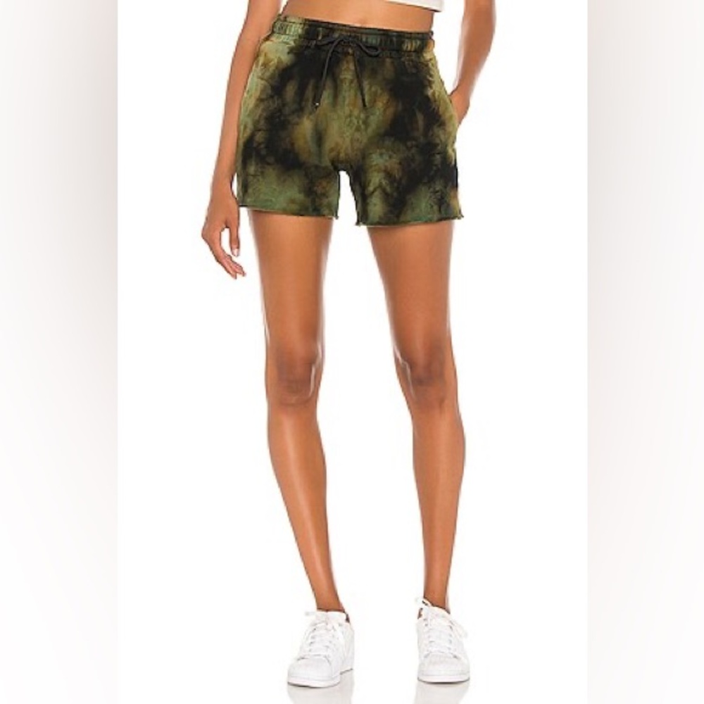 Cotton Citizen Tie-Dye Athletic Shorts - Green and Black